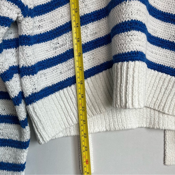 J.Crew Textured Tie Back Rollneck Sweater Sz S Blue White Oversized Boxy 2024 - Picture 7 of 15